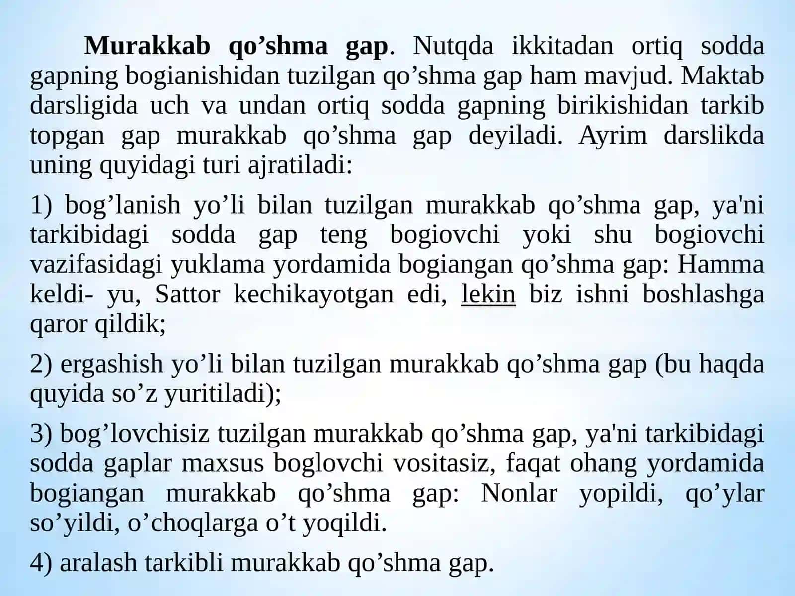 Murakkab qo’shma gaplar 4
