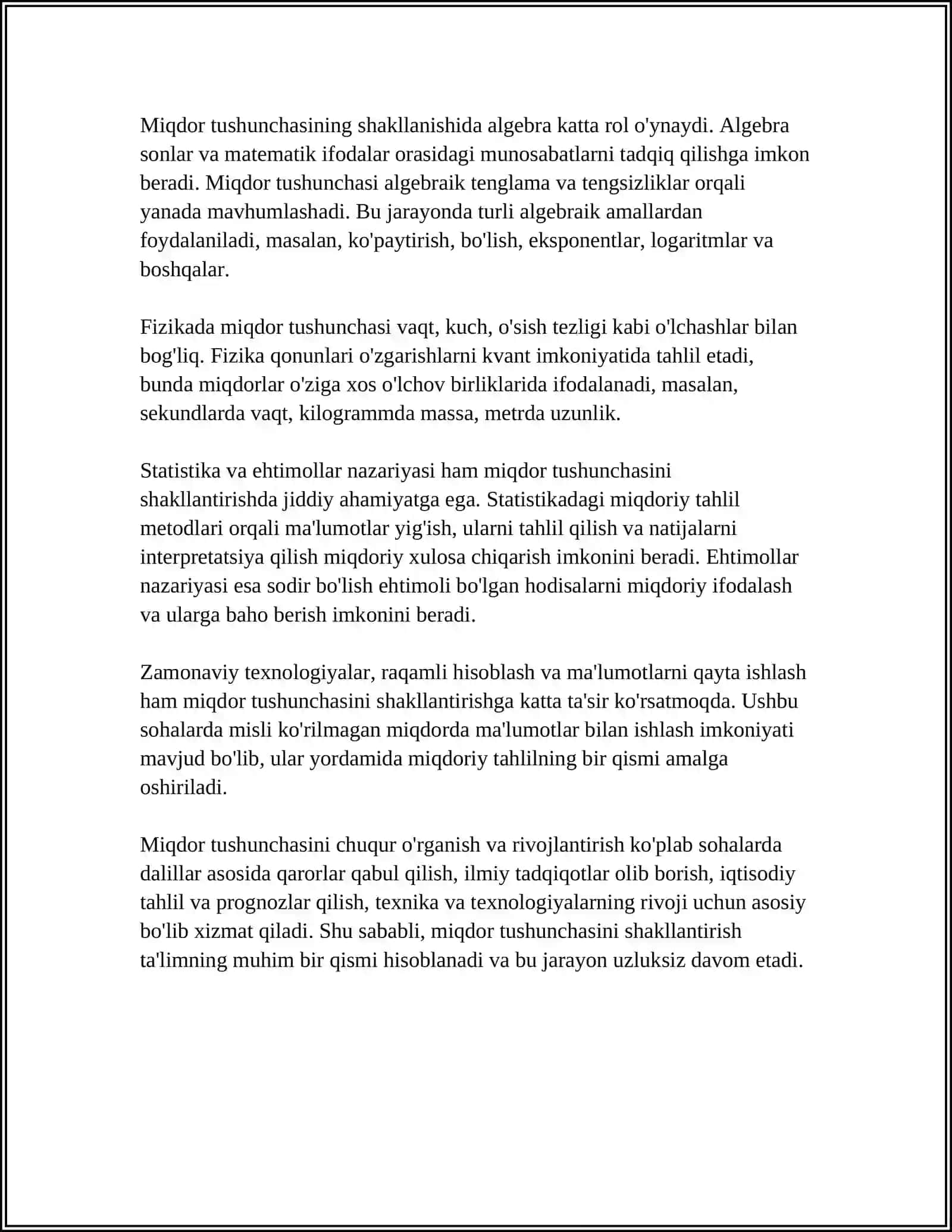 Miqdor tushunchasini shakllantirish 4
