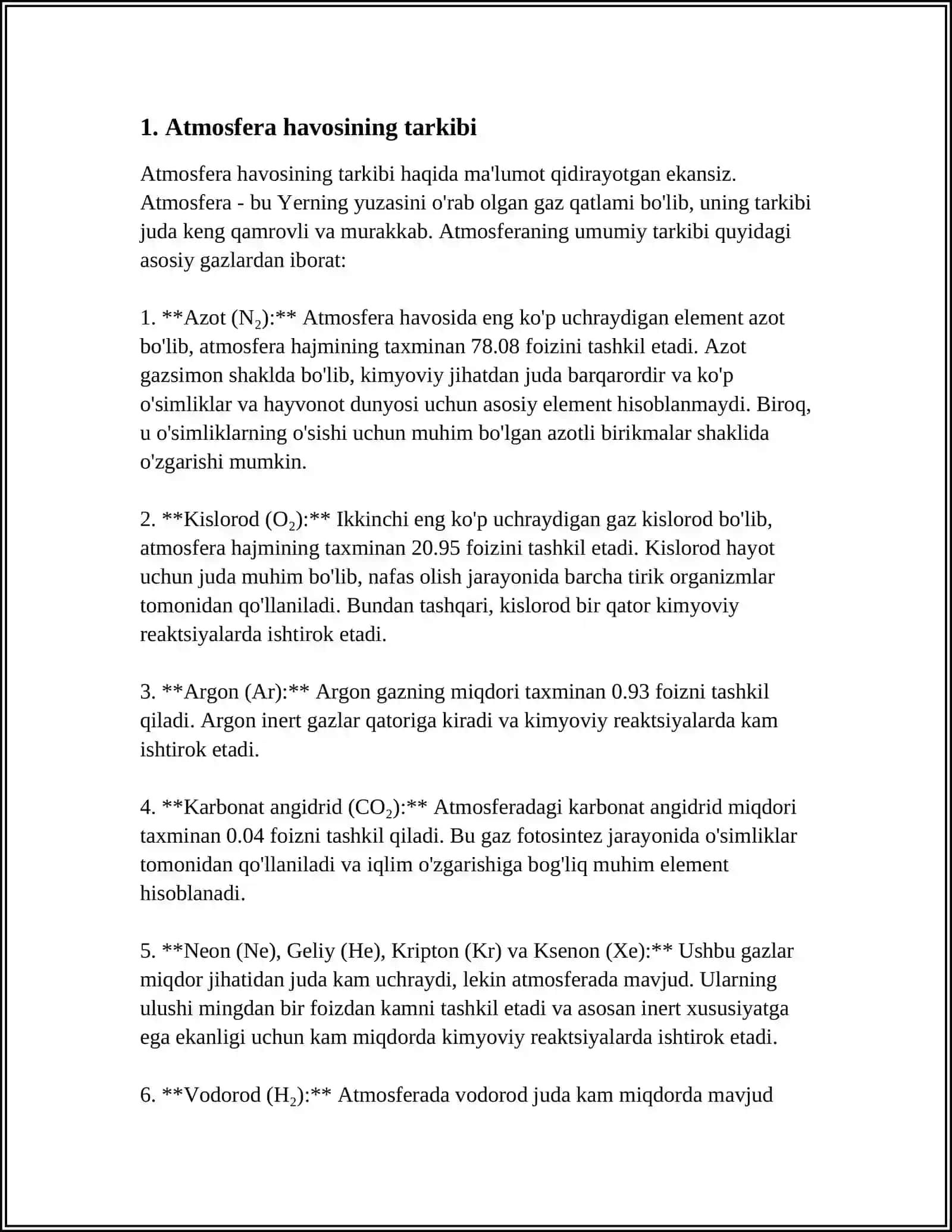 ATMOSFERA HAVOSINING IFLOSLANISHI VA UNI MUXOFAZA QILISH 4