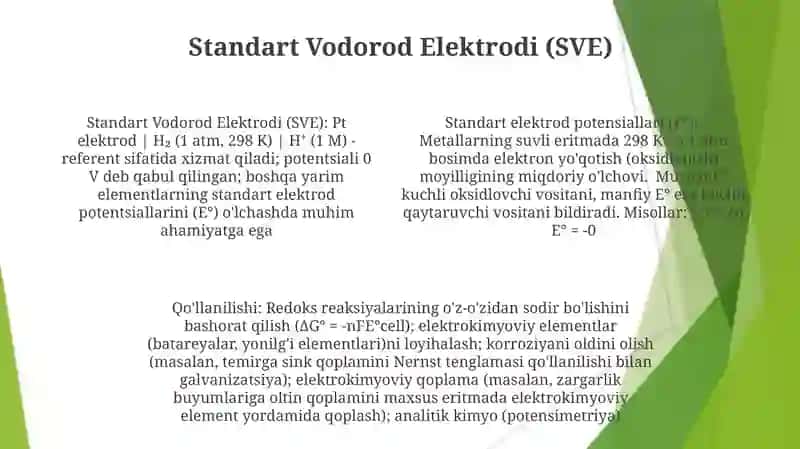 Metallarning standart elektrokimyoviy potensiallari qatori va qoʻllanishi 4