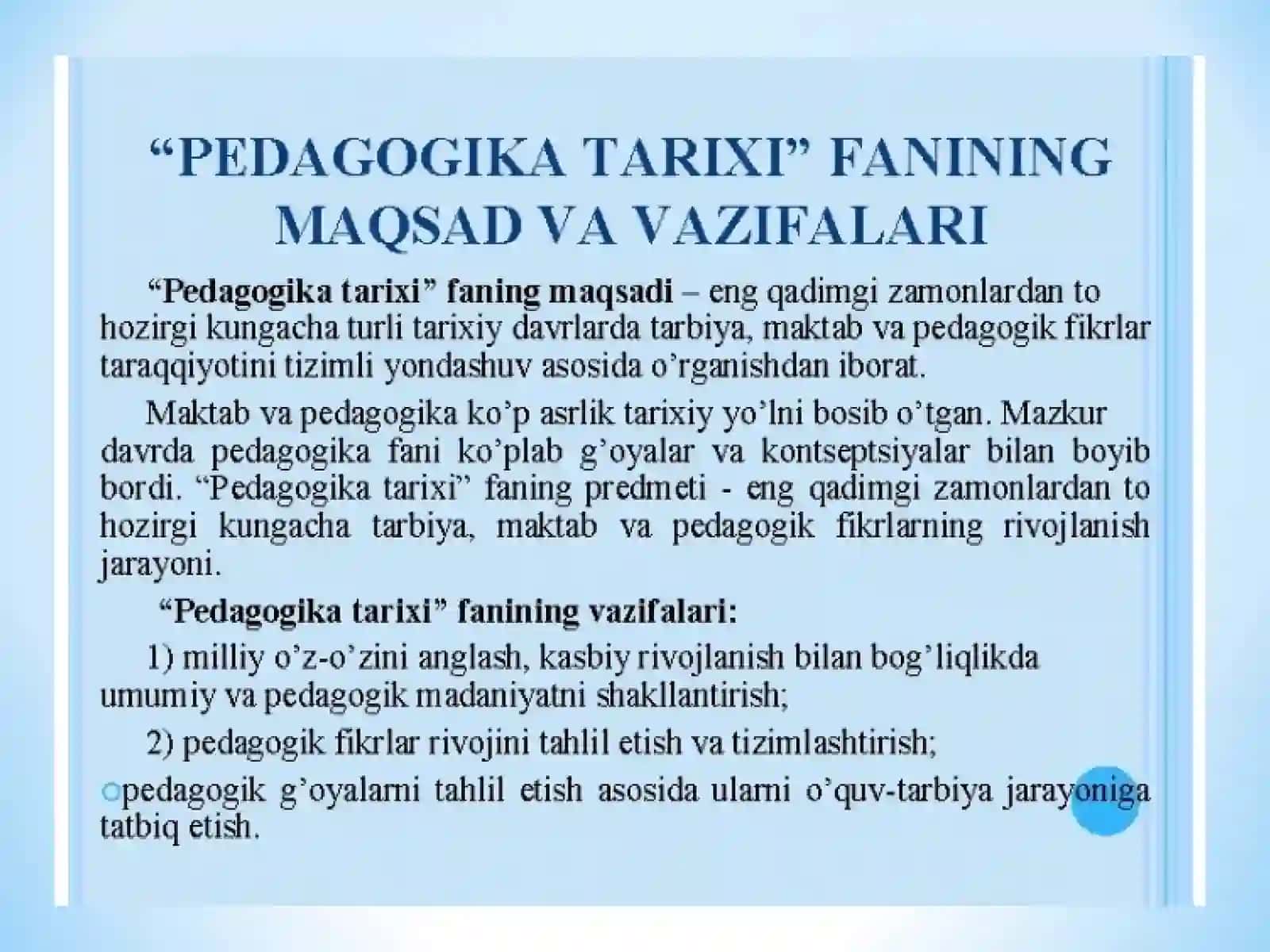 Pedagogika tarixi fan sifatida. Ibtidoiy jamoada tarbiya. Eng qadimgi davrlardan VII asrgacha ta’lim 4