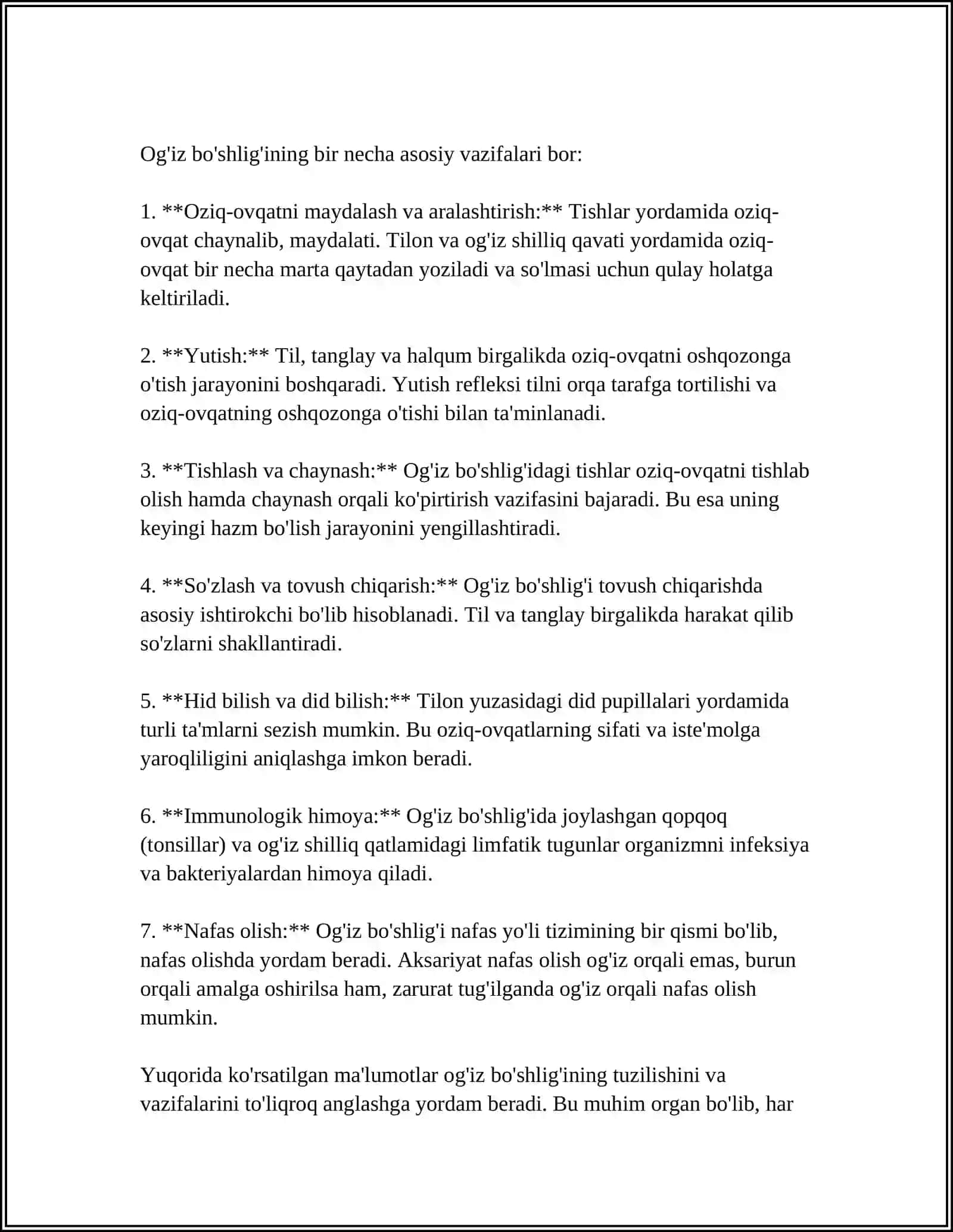 ODAMDA OVQAT HAZM QILISH A'ZOLARI, FIZIALOGIYASI VA PATOLOGIYASI 4