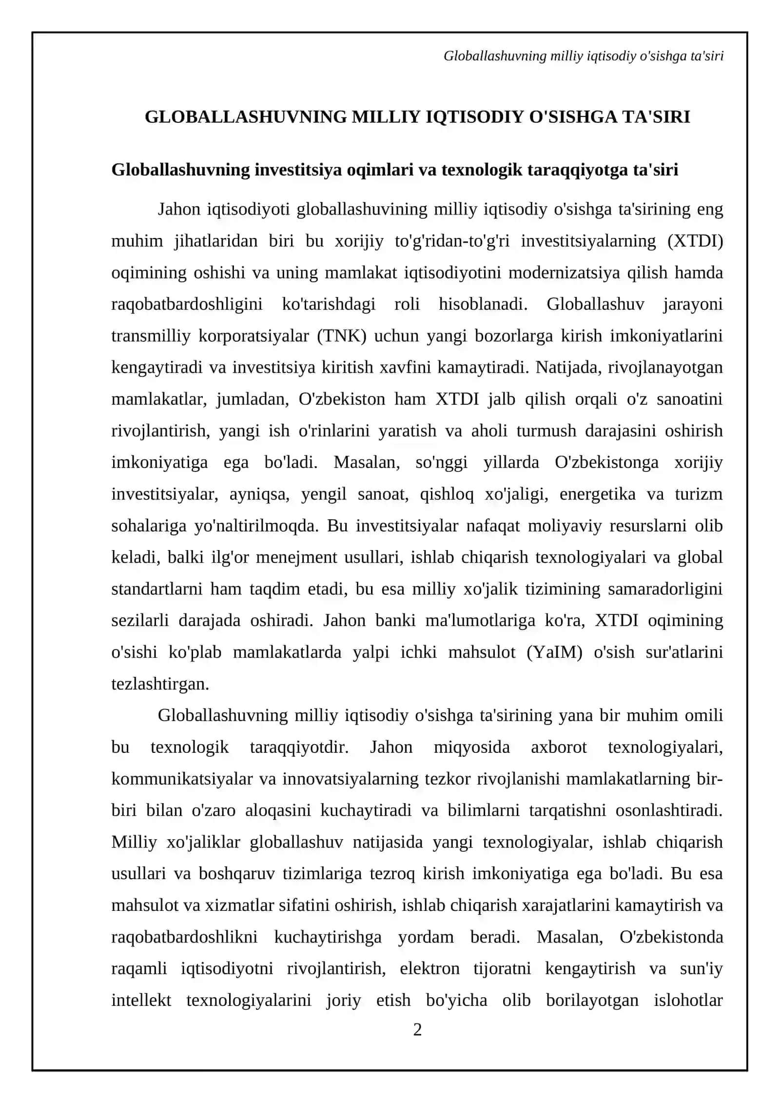 Jahon iqdisodiyoti globallashuvining milliy xo'jalik tizimiga ta'siri 4