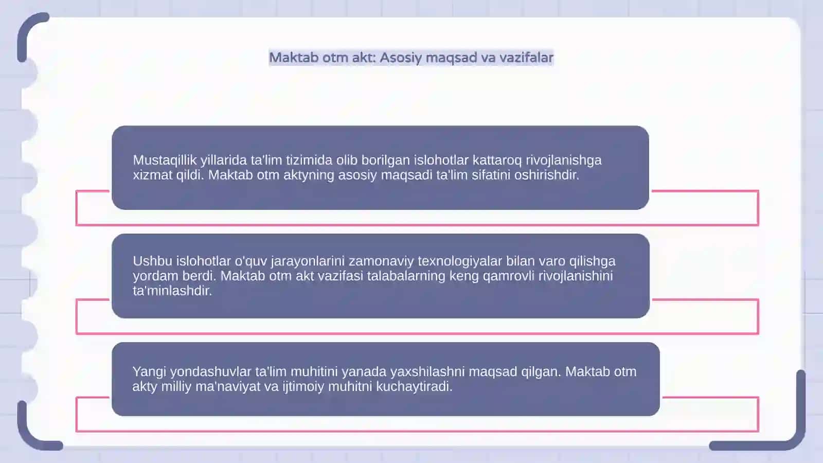 Mustaqillik yillarida ta'lim tizimidagi islohotlar (maktab otm akt) 4