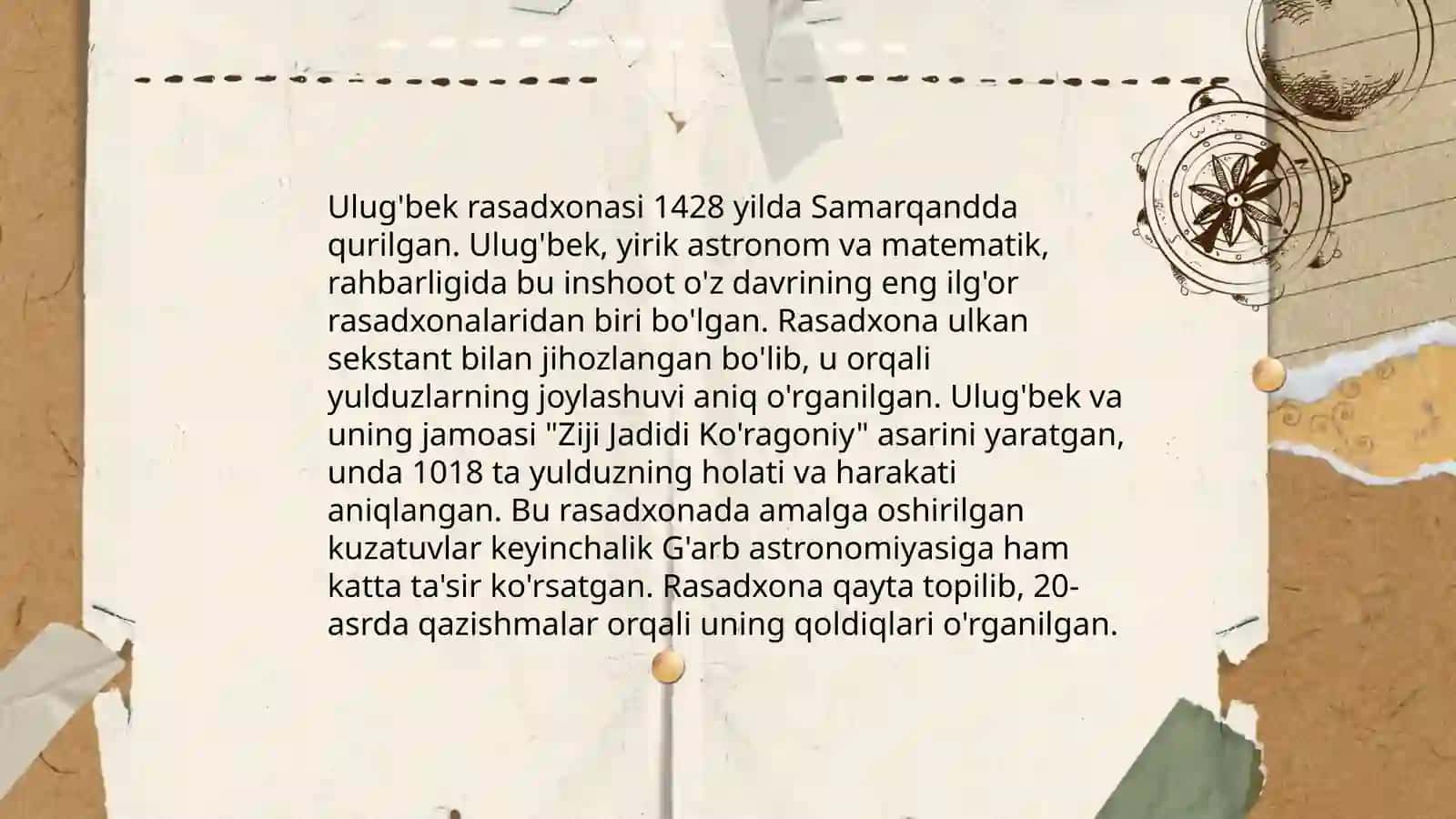 Mirzo Ulug’bek va Zahiriddin Muhammad Bobuming fan, madaniyati va ma‘rifat taraqqiyotidagi xizmatlari 4