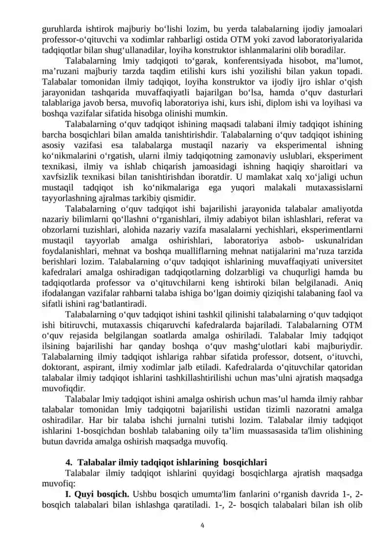 amaliy mashg’ulot: Talabalarning ilmiy va ilmiy metodik ishlari 4