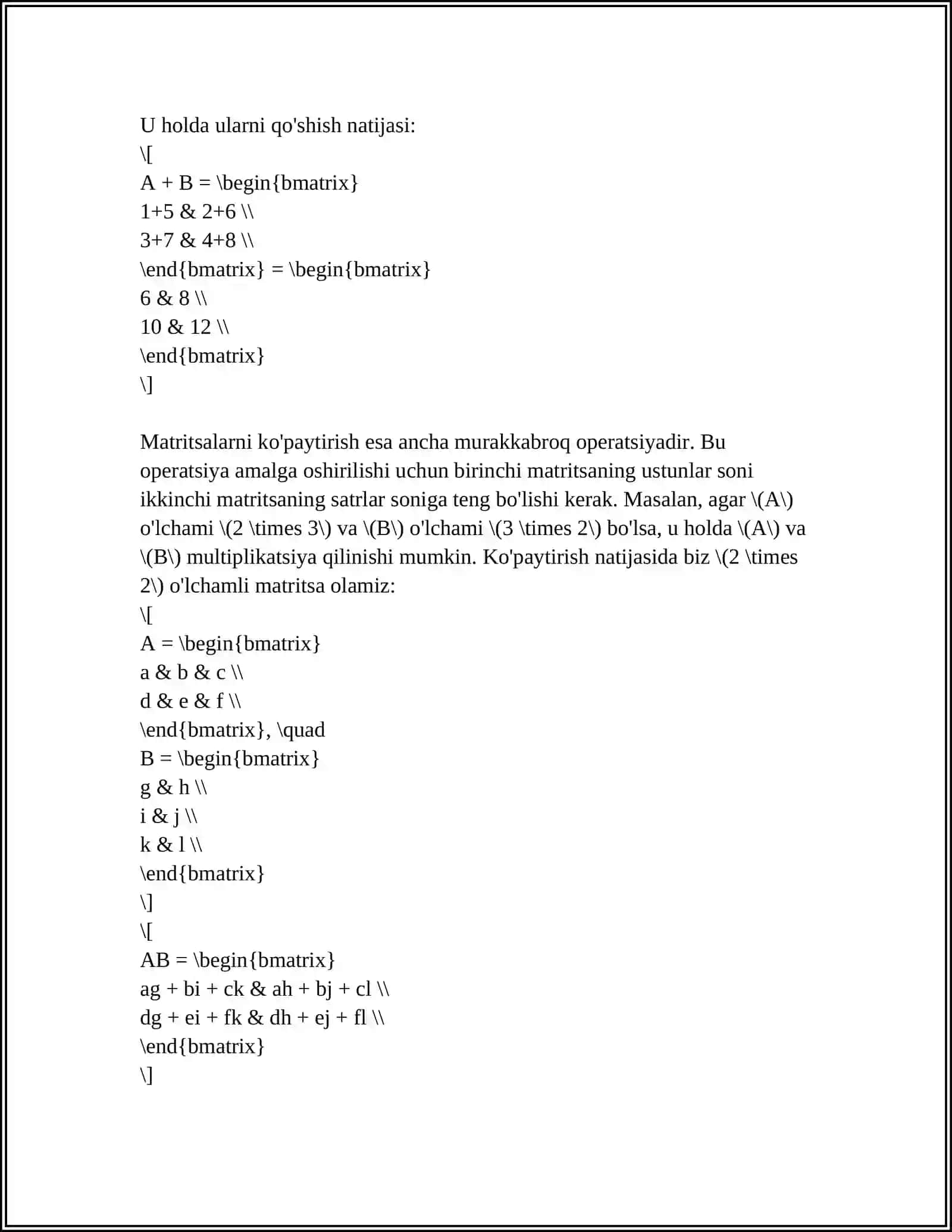MUSTAQIL ISH Mavzu: MATRETSALAR USTIDA AMALLAR BAJARISH 4