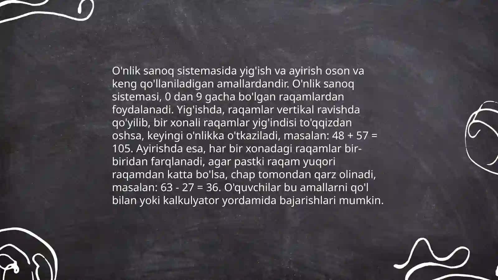 O'nlik sanoq sistemasida raqamlar 4