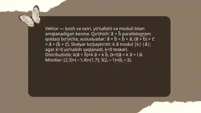 Vektor fazosi tushunchasi va uning asosiy tushunchalari 4