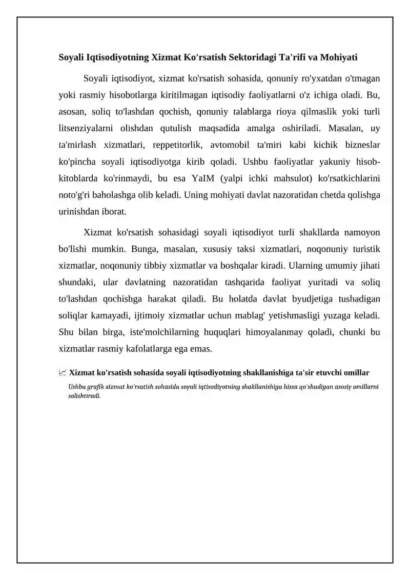 Xizmat korsatish sohasidagi yashirin iqtisodiyotning shakllanish omillari 4