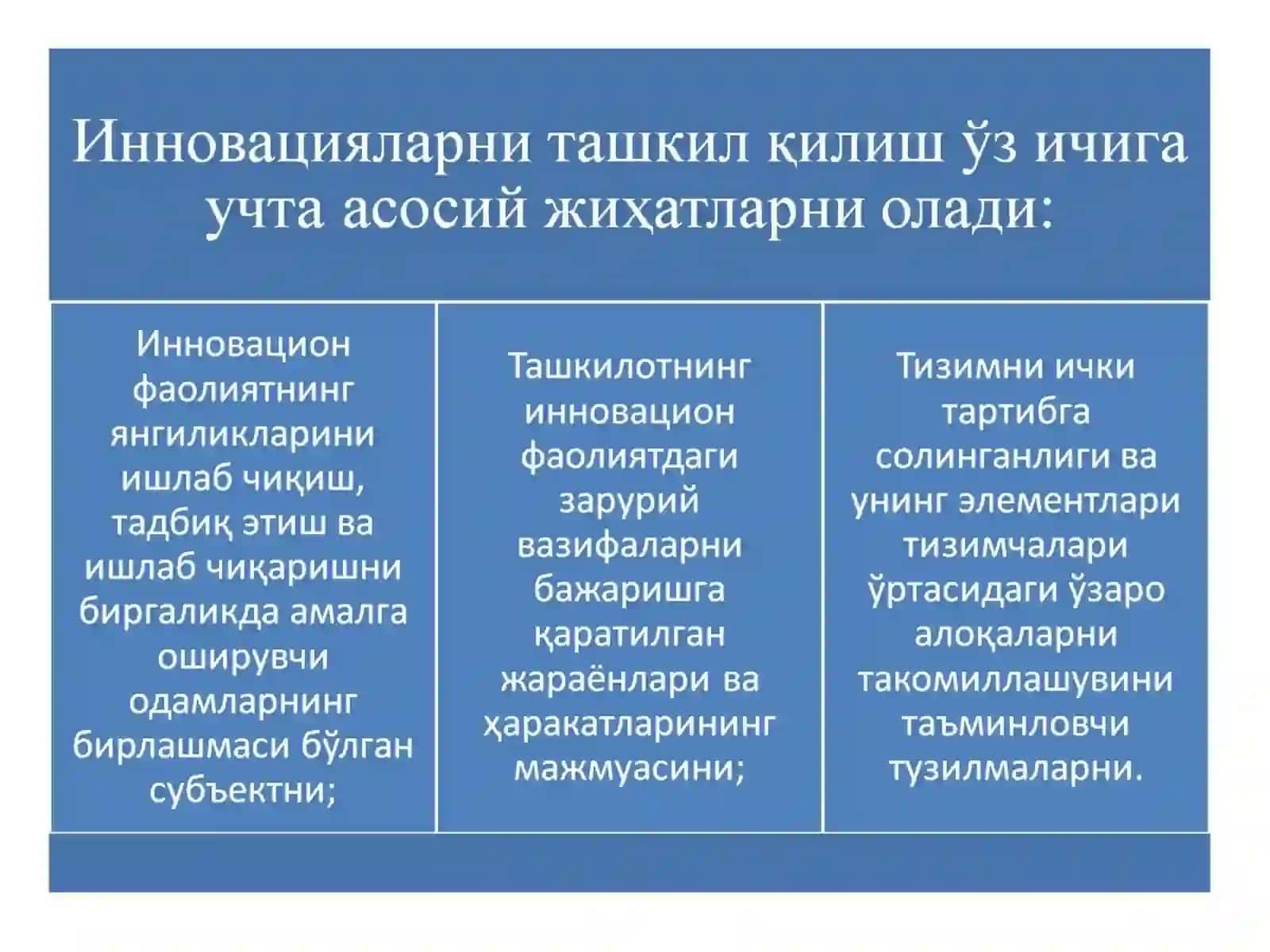 КОРХОНАЛАРДА ИННОВАЦИОН ФАОЛИЯТНИ ТАШКИЛ ҚИЛИШ 4