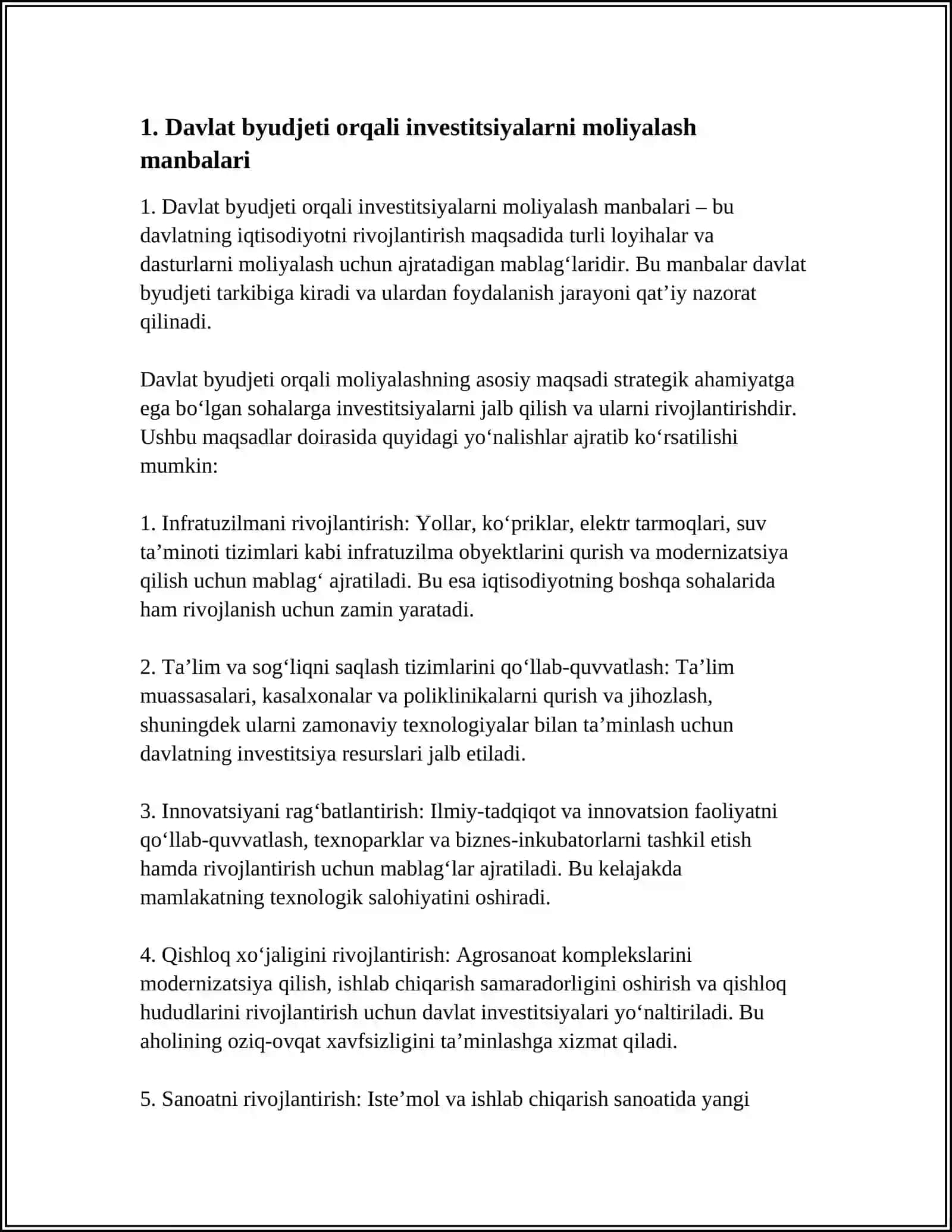INVESTITSIYALARNI MOLIYALASHTIRISH MANBALARINI SHAKLLANTIRISH 4