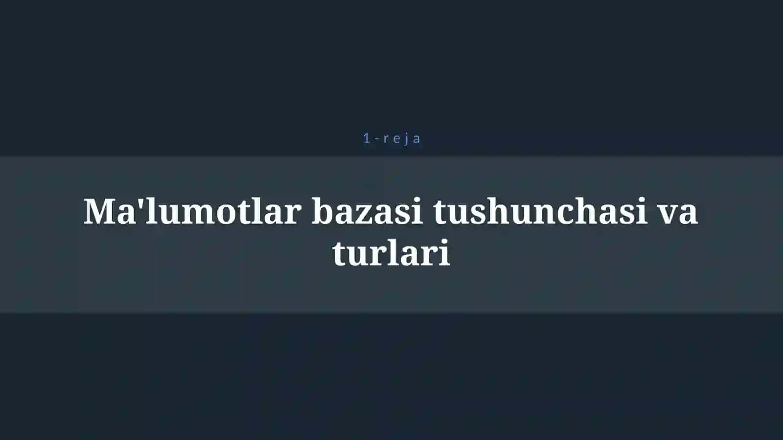 MA'LUMOTLAR BAZASINI BOSHQARISH TIZIMLARI 4
