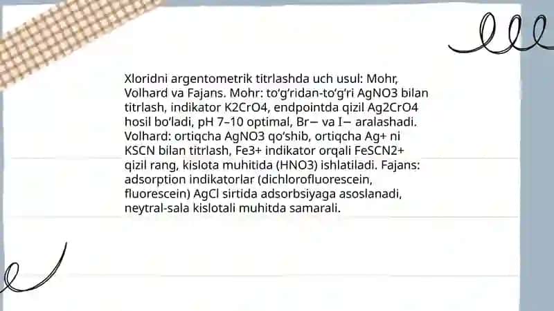 II-III guruh Cl Br J S NO2 NO3 CH3COOH anionlarining analitik reaksiyalari 4