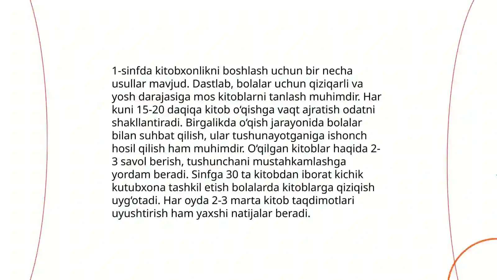 Mustaqil kitobhonlikni shakllantirish yuzasidan 1-4sinflar uchun metodik tavsiyalar ishlab chiqish 4