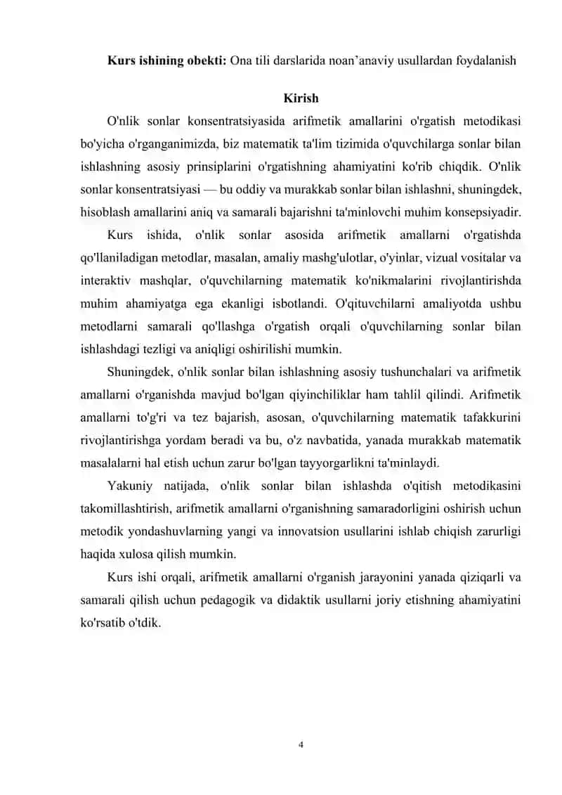 O’n ichida masalalar yechish metodlardan foydalanish 4