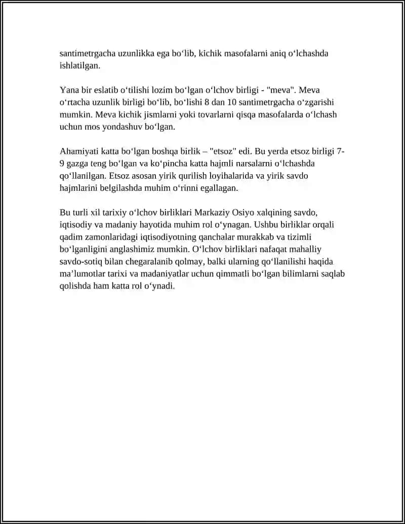 MARKAZIY OSIYODAGI QADIMIY OʻLCHOVLAR VA OʻLCHASH BIRLIKLARI 4