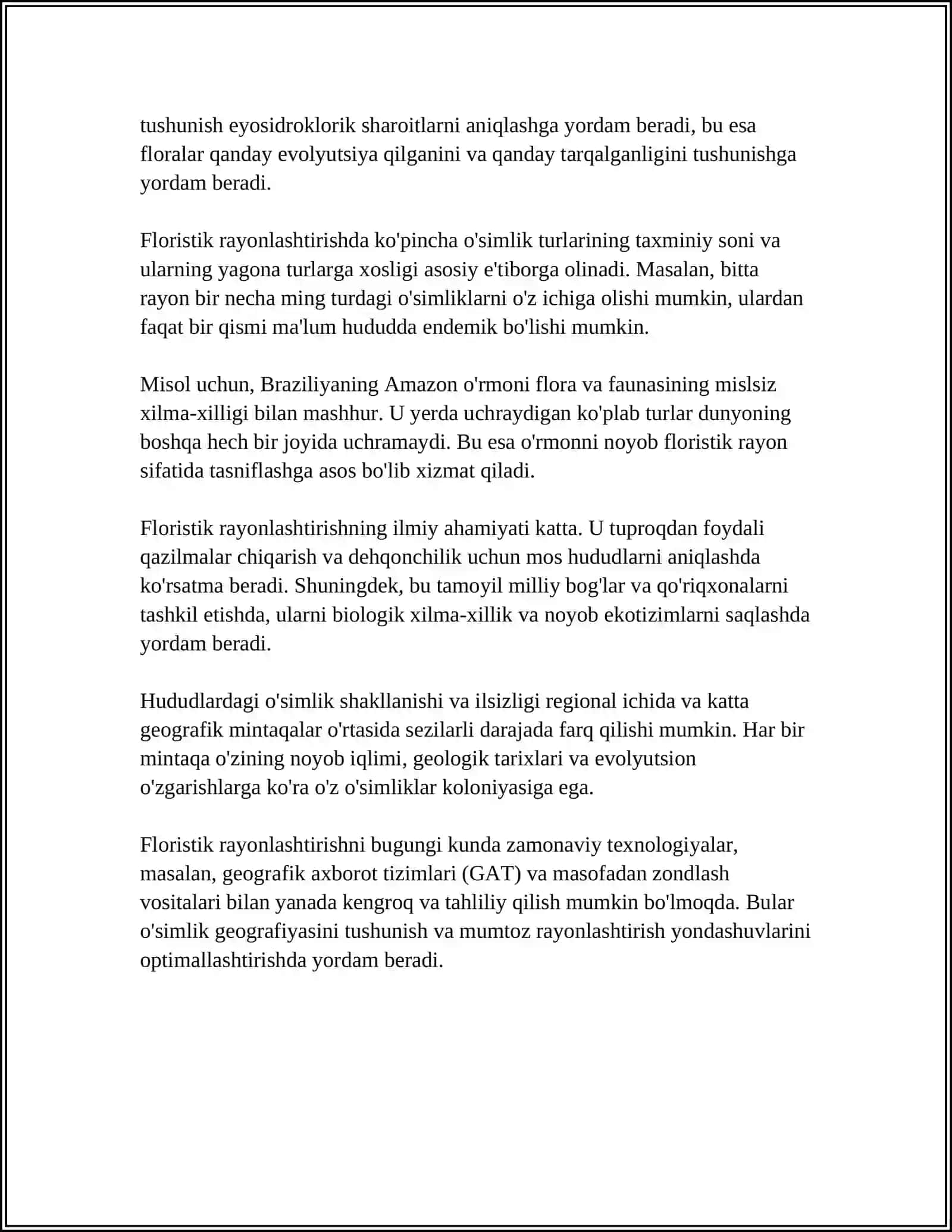 FLORISTIK, FAUNISTIK VA ABIOTIK REGIONLARNING AJRATISH PRISBLARINI VA ULARNING TARTIBI 4