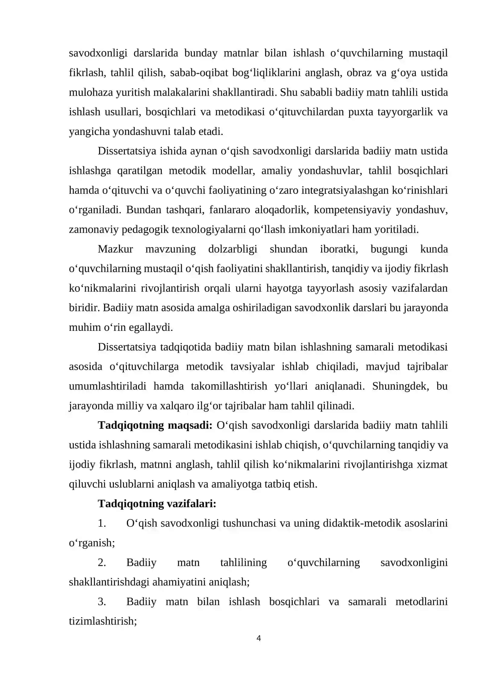 O‘QISH SAVODXONLIGI DARSLARIDA BADIIY MATN TAHLILI USTIDA ISHLASH METODIKASI 4