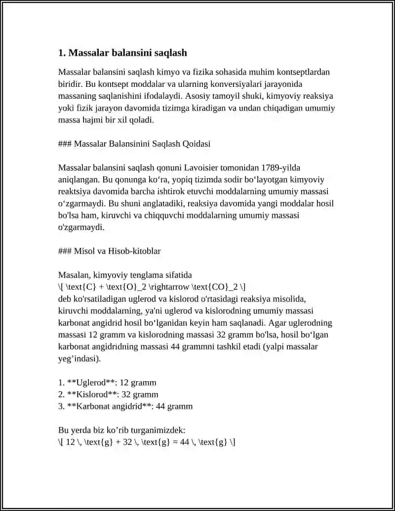Massalar Balansinini Saqlash Qoidasi 4