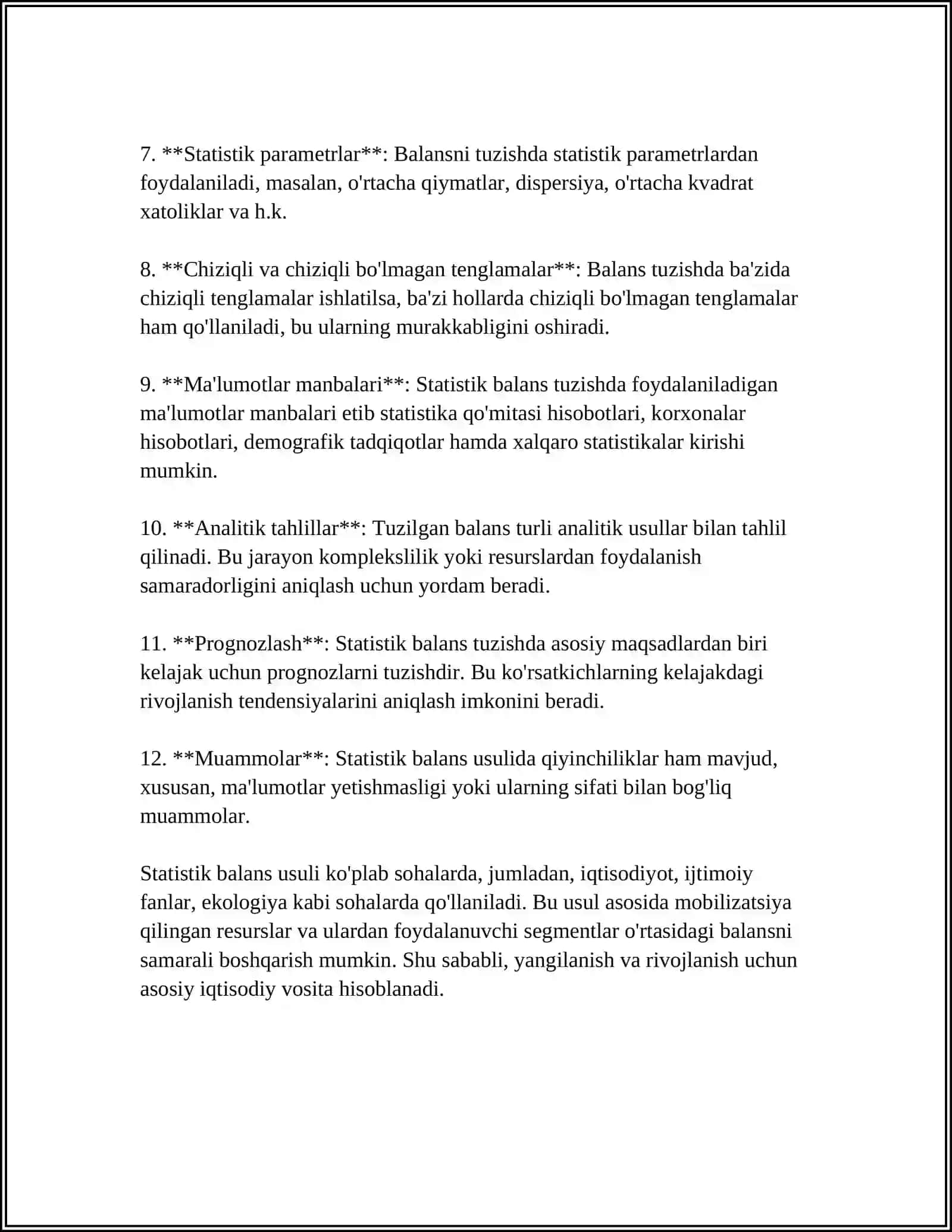 Statistikada balans uslubi va unig milliy hisoblamalar tizimida qo'llanishi 4