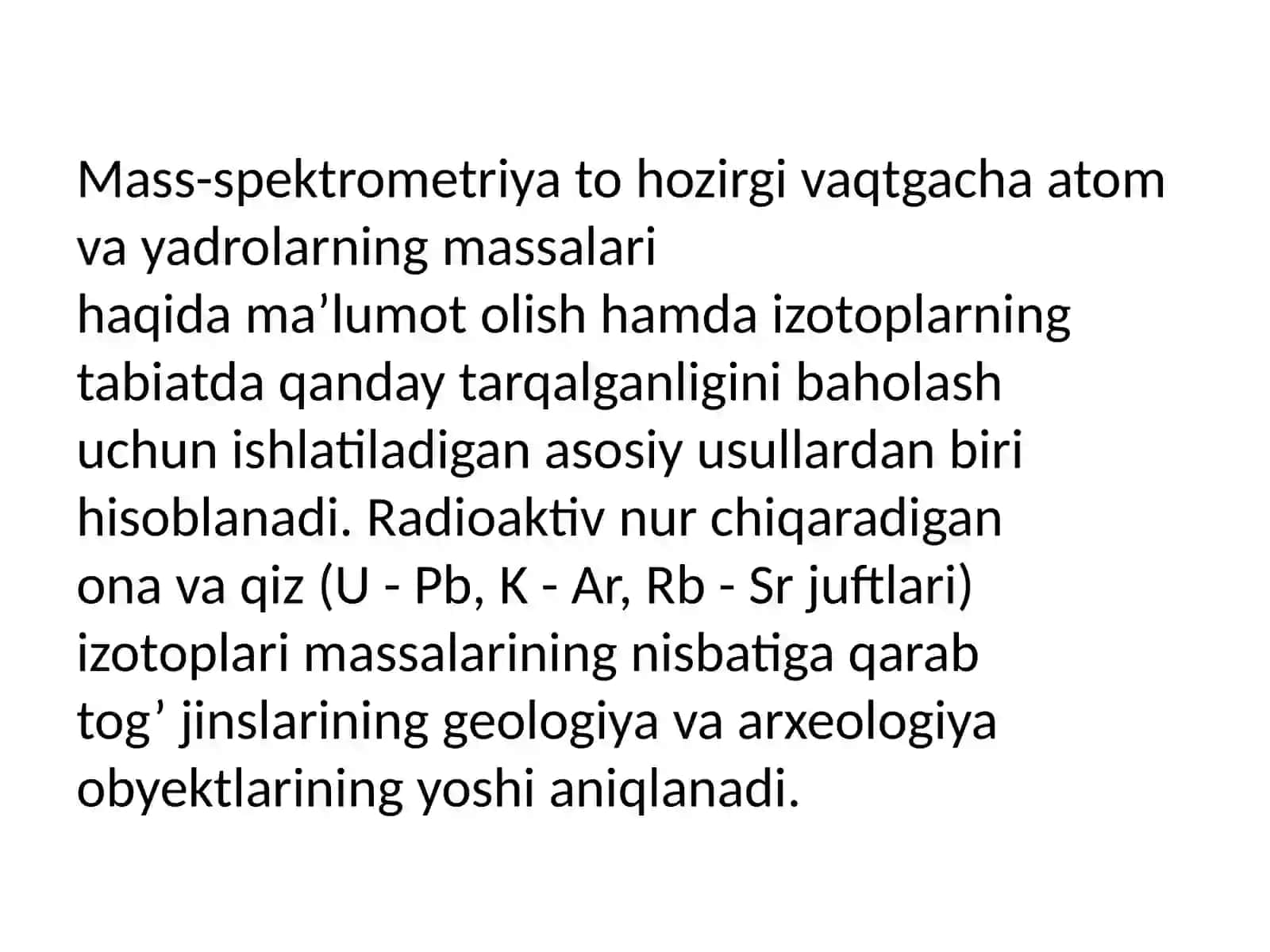 Mass-spektrometriyaning kimyoda qo'llanishi 4