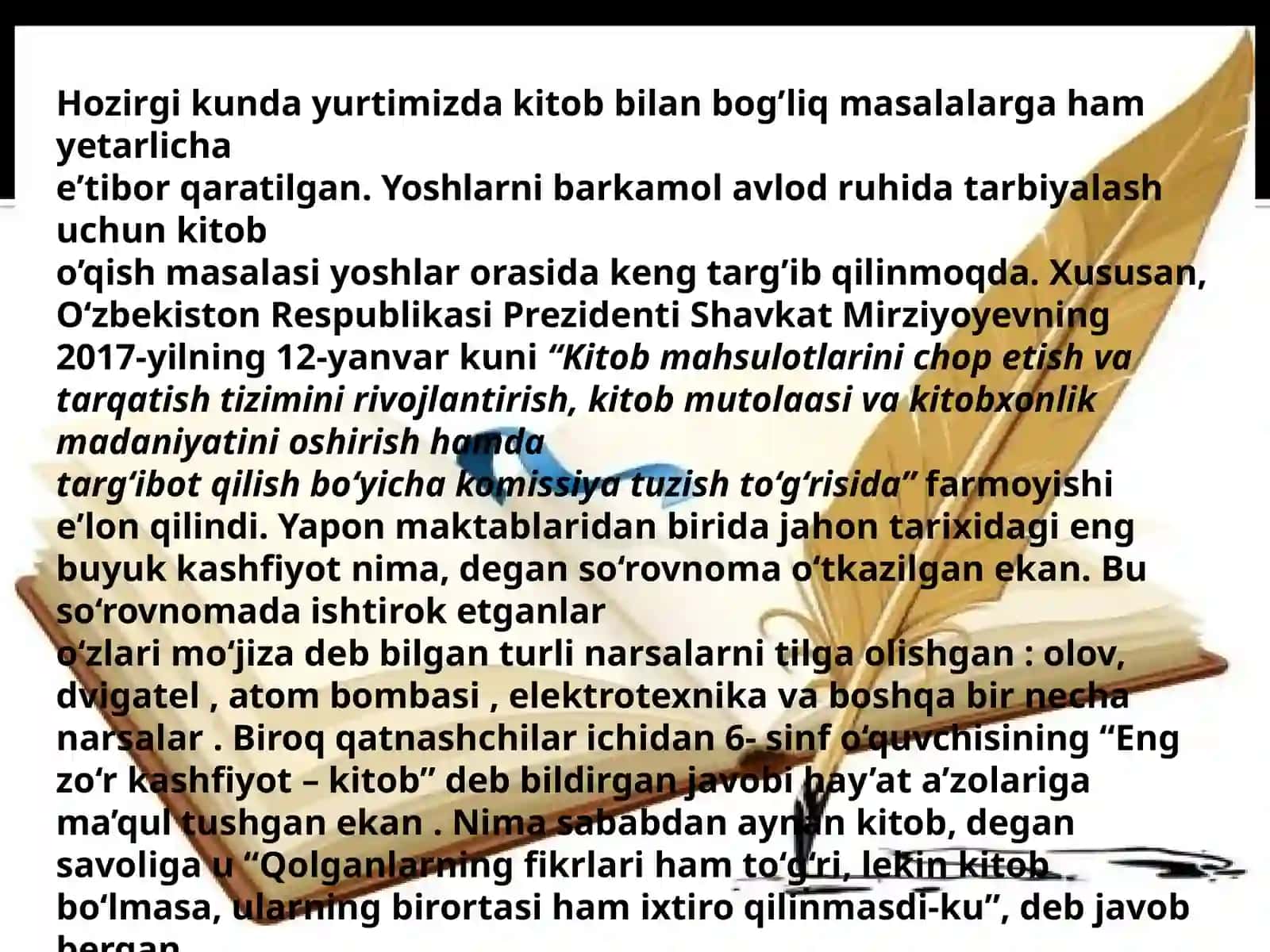 Kitob-beminnat ustoz.Hardaqiqaubiznidonishmandlarningbilimxazinasibilanoshnoetaoladi 4