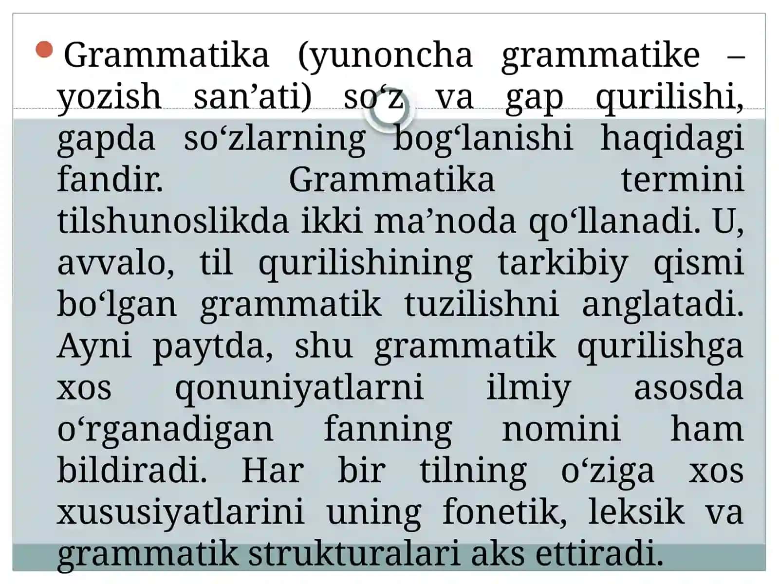 Morfologiya. So‘z turkumlari tasnifi 4