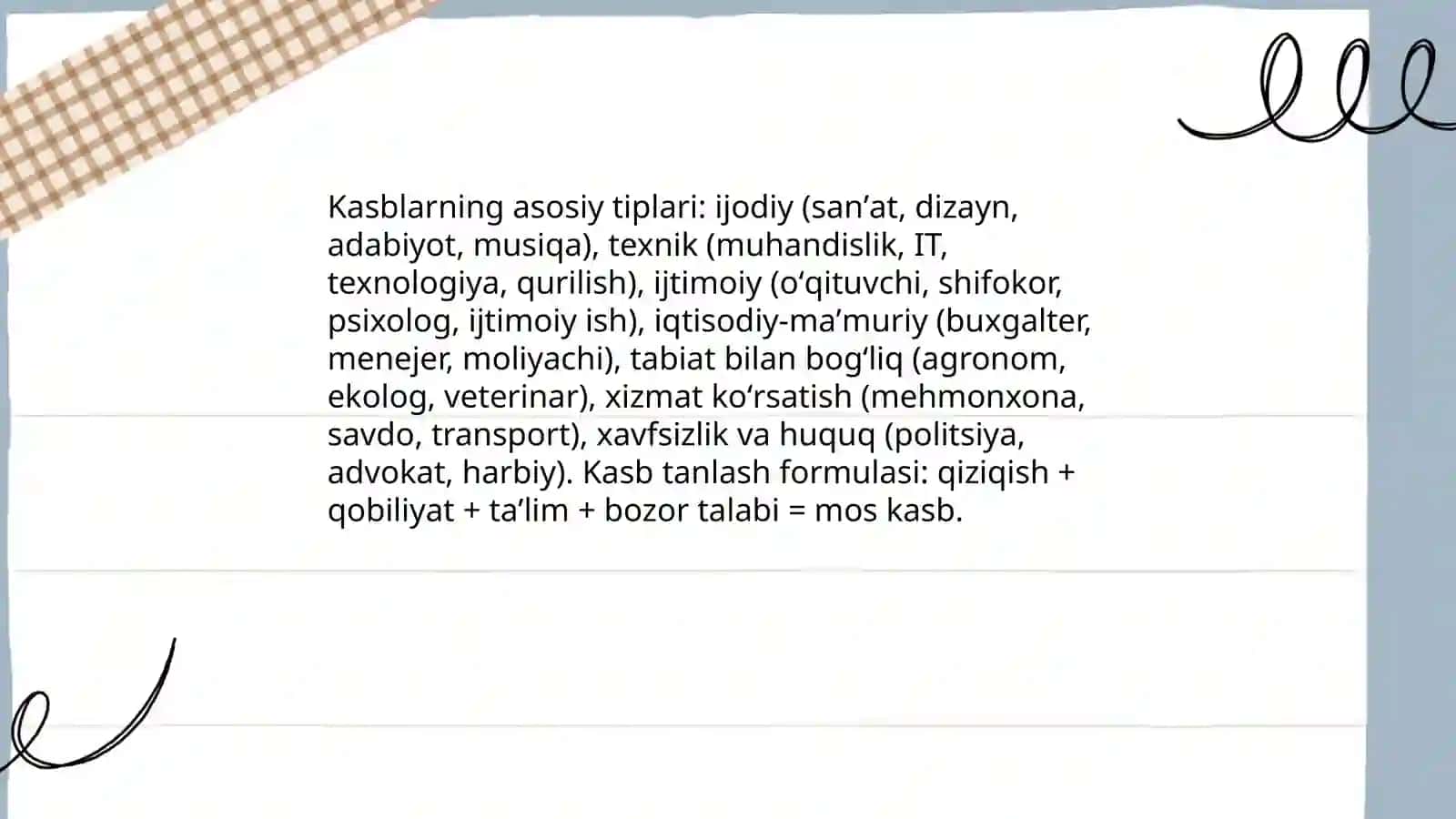 Kasblar to'g'risida ma'lumotlar 4