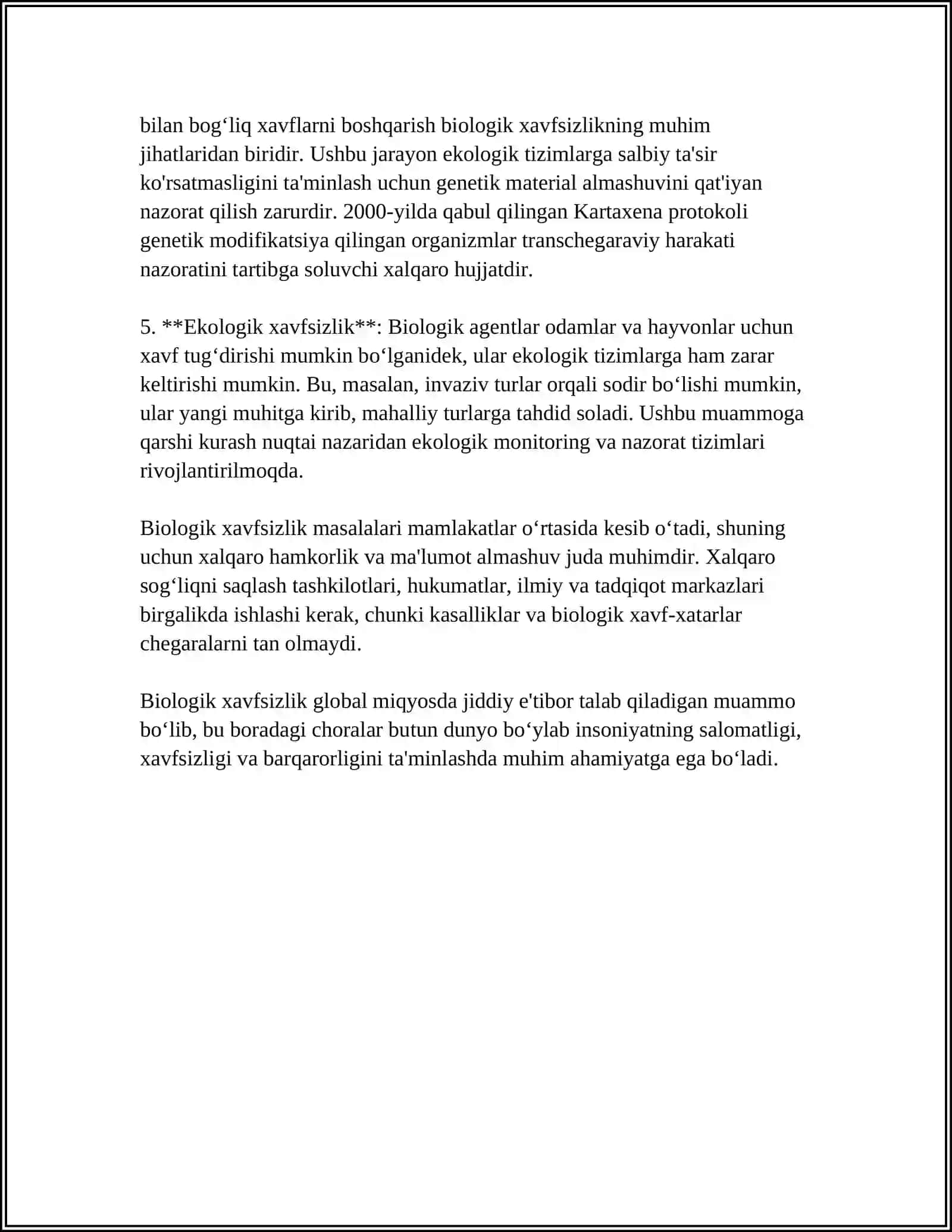 BIOXAVFSIZLIK UNING STRUKTURASI VA UNI QOʻLLASHNING HUQUQIY ASOSLARI 4