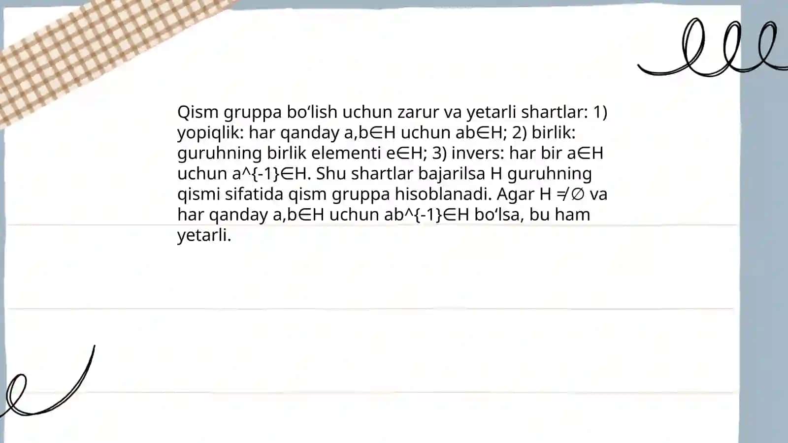 Qism gruppalar. Siklik gruppalar 4