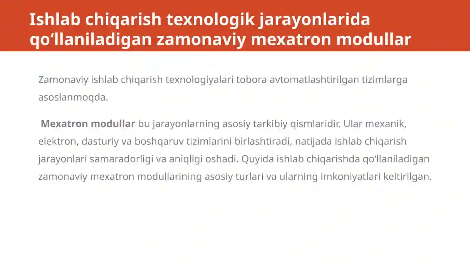 Zamonaviy mexatron va robototexnik tizimlar 4
