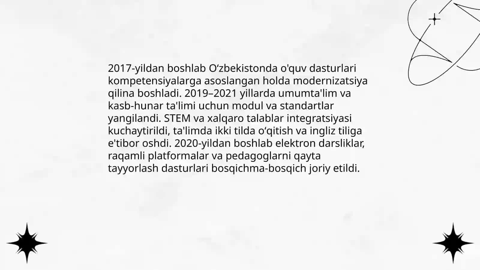 Oʻzbekiston Respublikasida taʼlim sohasida amalga oshirilgan islohotlar 4