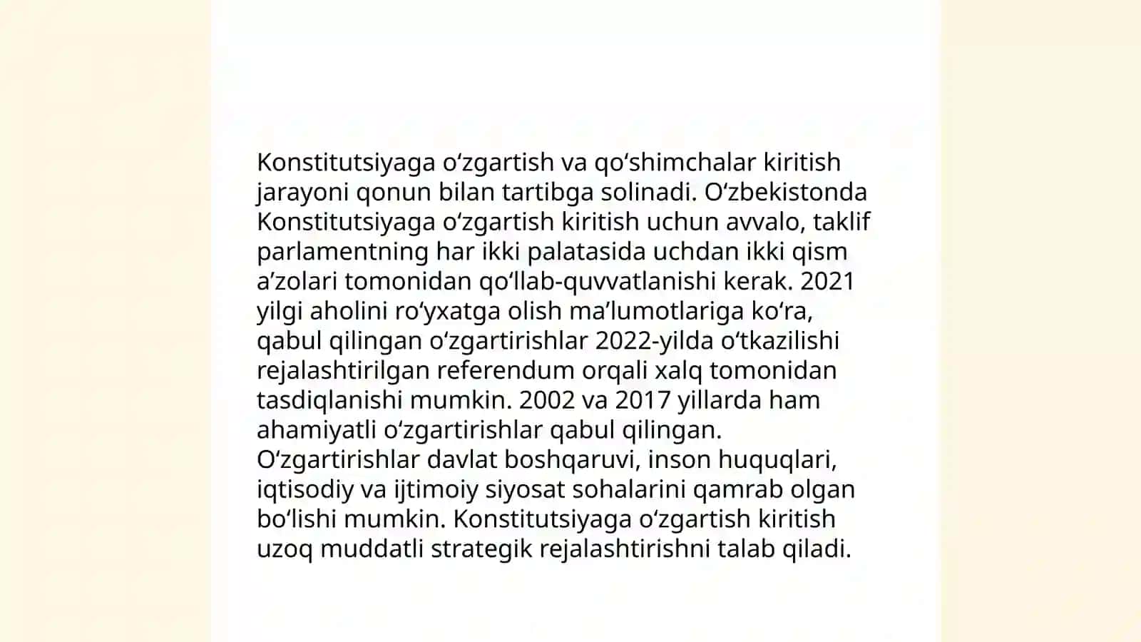 Oʻzbekiston Respublikasi Oliy Majlisining konstitutsiyaviy vakolatlari 4