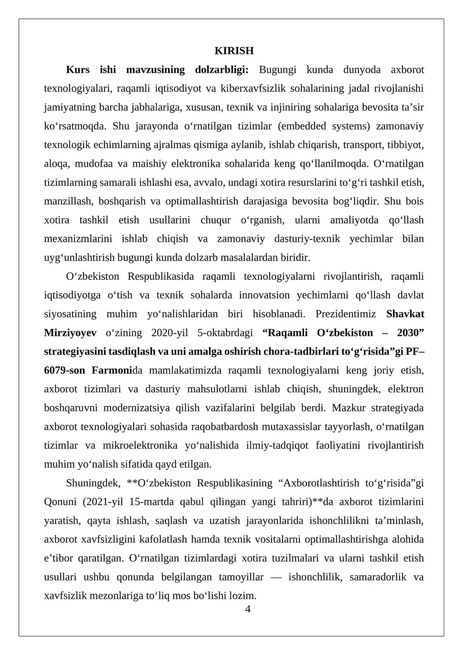 O‘RNATILGAN TIZIMLARDA XOTIRANI TASHKIL ETISH USULLARI 4
