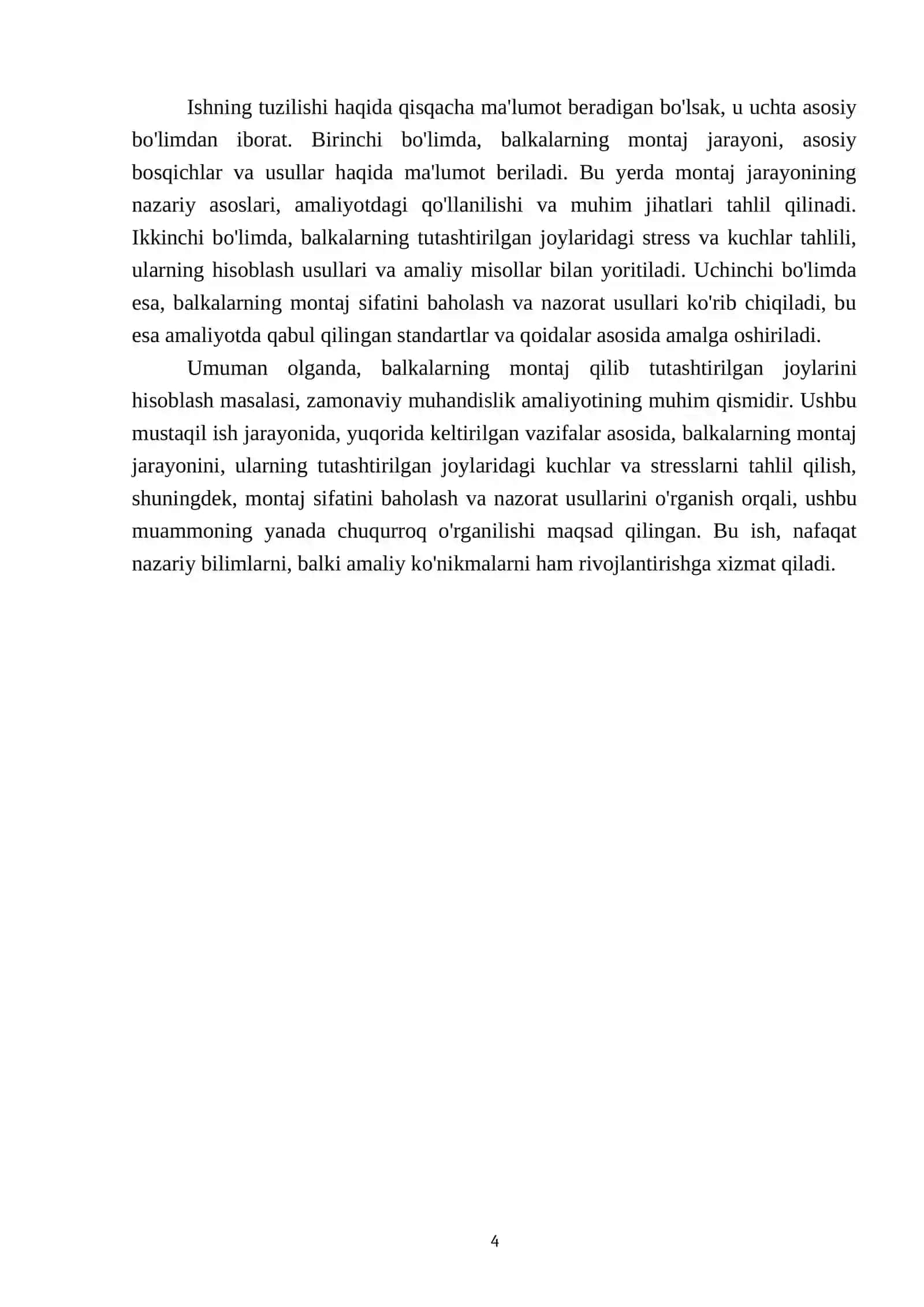 Balkalarning montaj qilib tutashtirilgan joylarini hisoblash 4