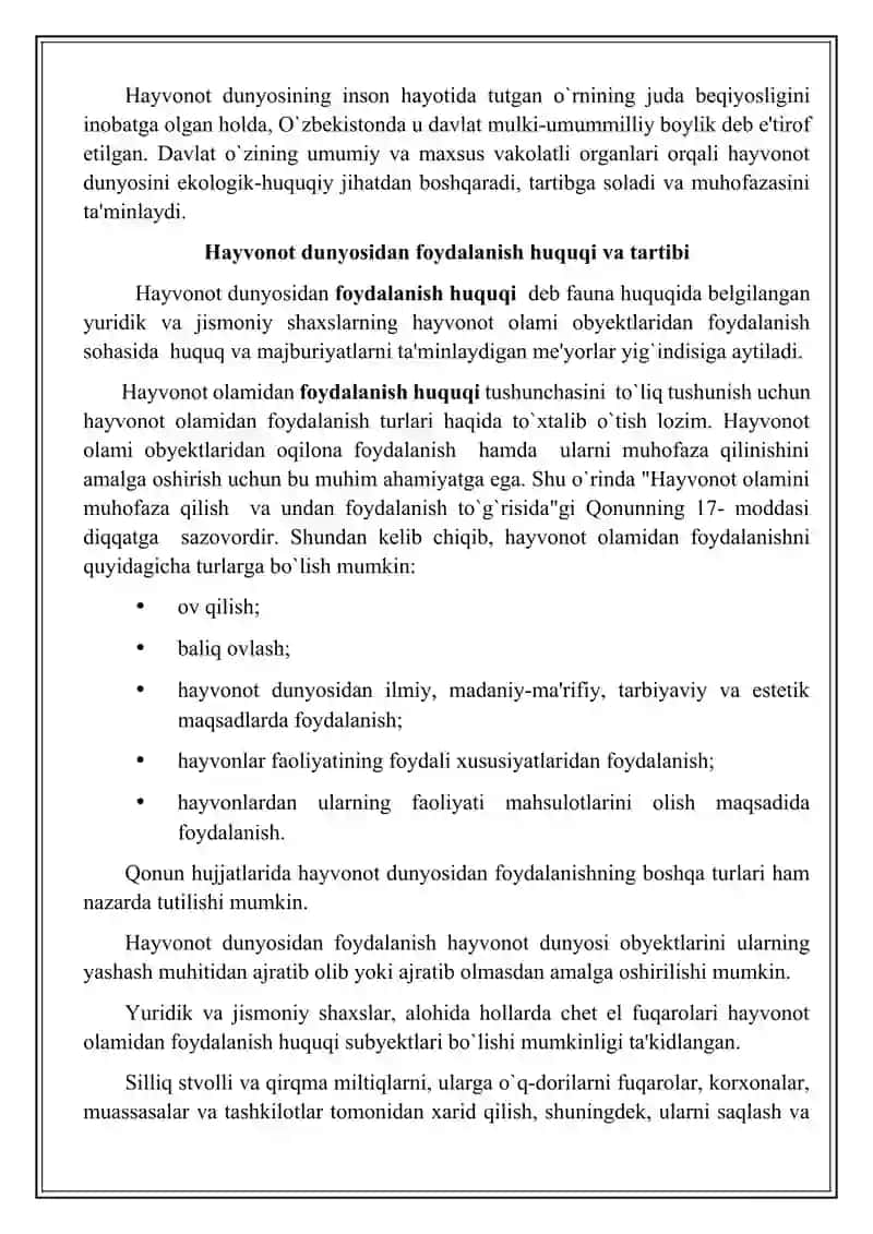 Hayvonot olamidan foydalanish va muhofaza qilish 4