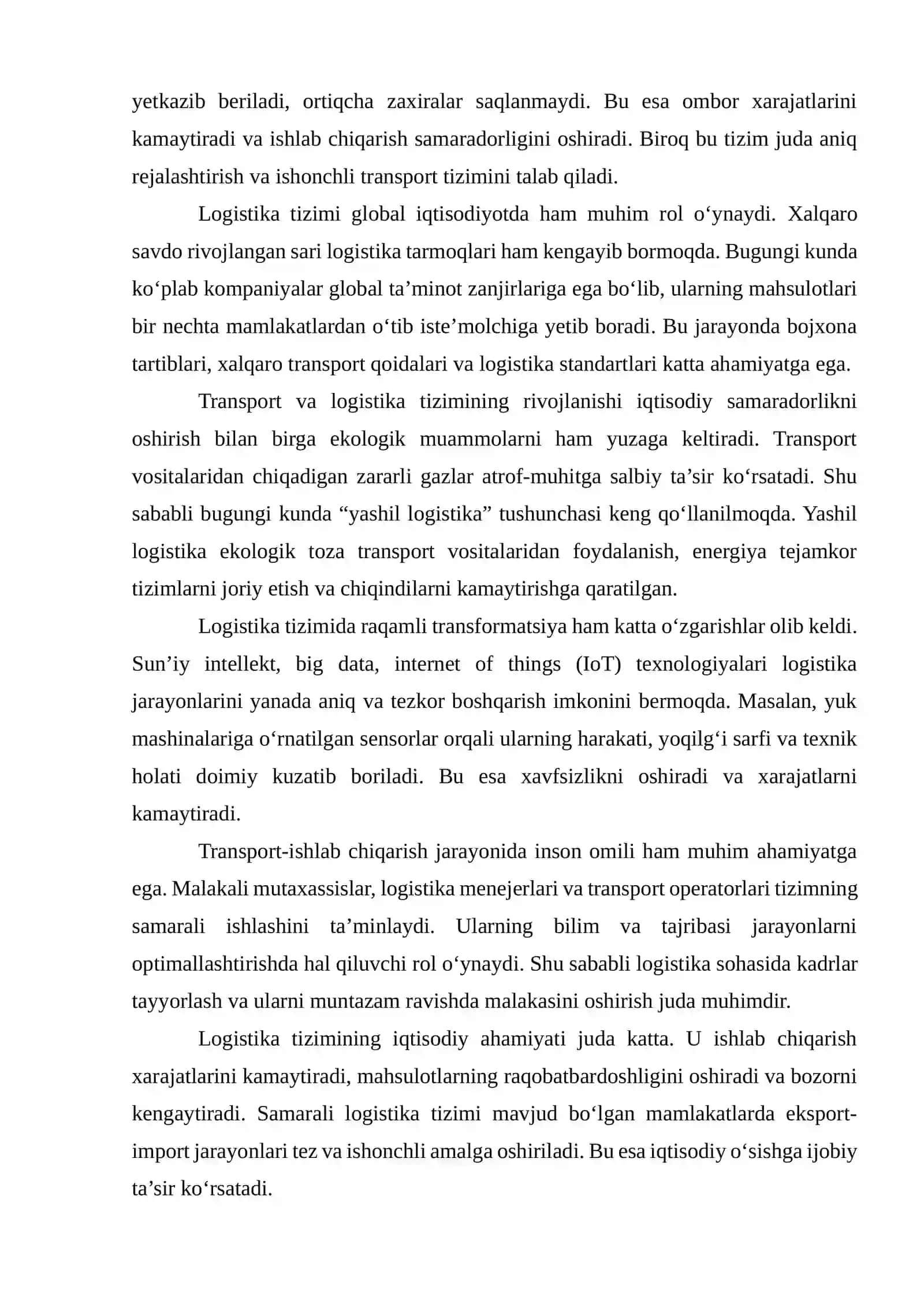 Logistika tizimida transport-ishlab chiqarishni modellashtirish 4