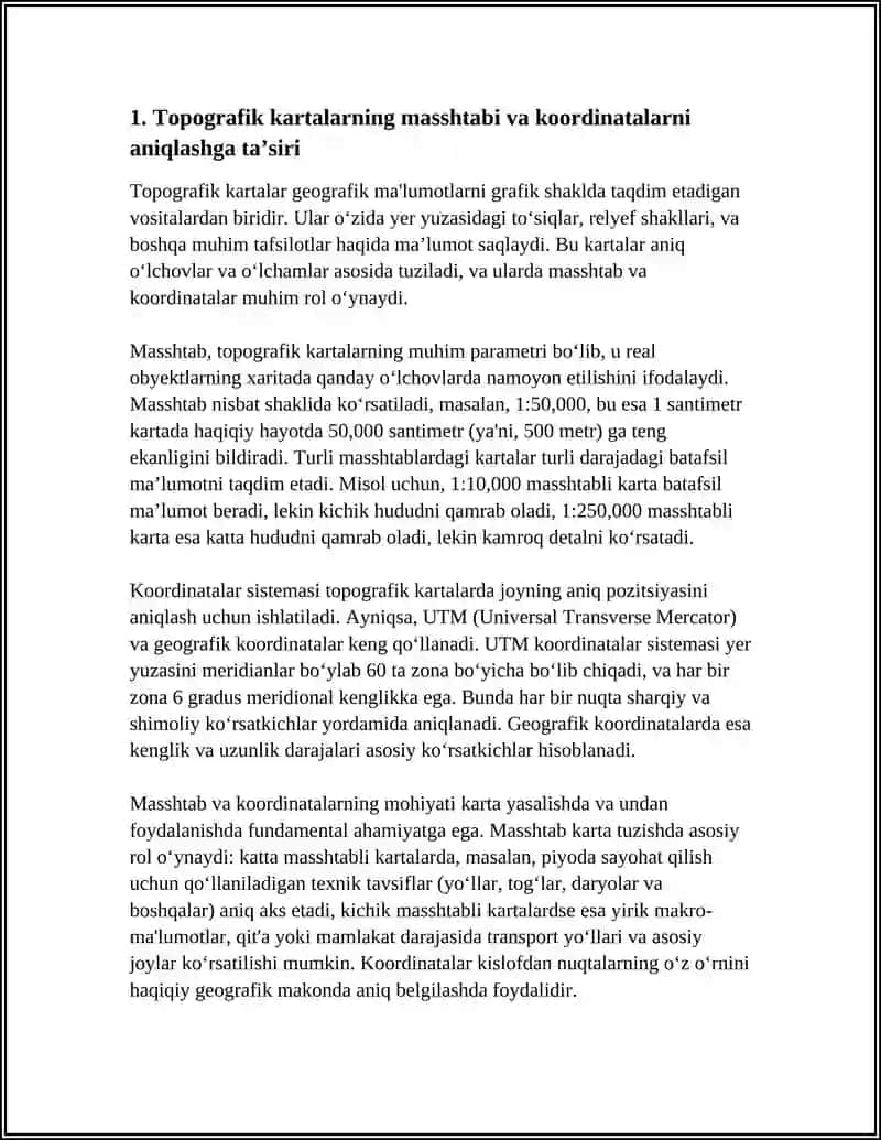 TOPOGRAFIK KARTALARDA NUQTALARNING GEOGRAFIK VA TOʻGʻRI BURCHAKLI KOORDINATLARINI ANIQLASH 4