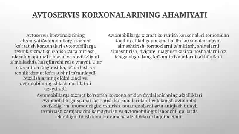 Avtoservis Korxonalari Va Ularning Ta'Rifi 4