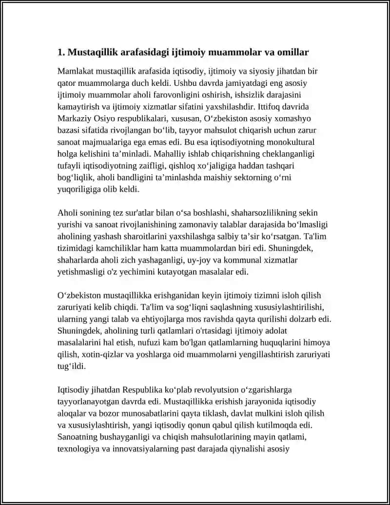 MUSTAQILLIK ARAFASIDA RESPUBLIKADAGI IJTIMOIY IQTISODIY VA SIYOSIY AXVOL MUSTAQILLIKNING E'LON QILINISHI 4