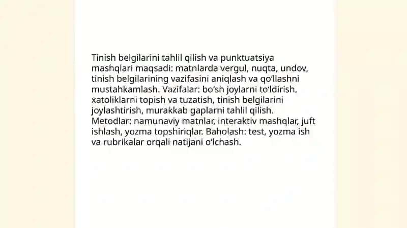 Matnlarni imloviy tahlil qilish. Imloviy savodxonlikni oshirish bóyicha topshiriqlarni ishlab chiqish 4
