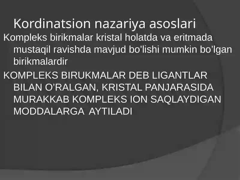 Alfred Vernerning kompleks birikmalar kimyosi 4