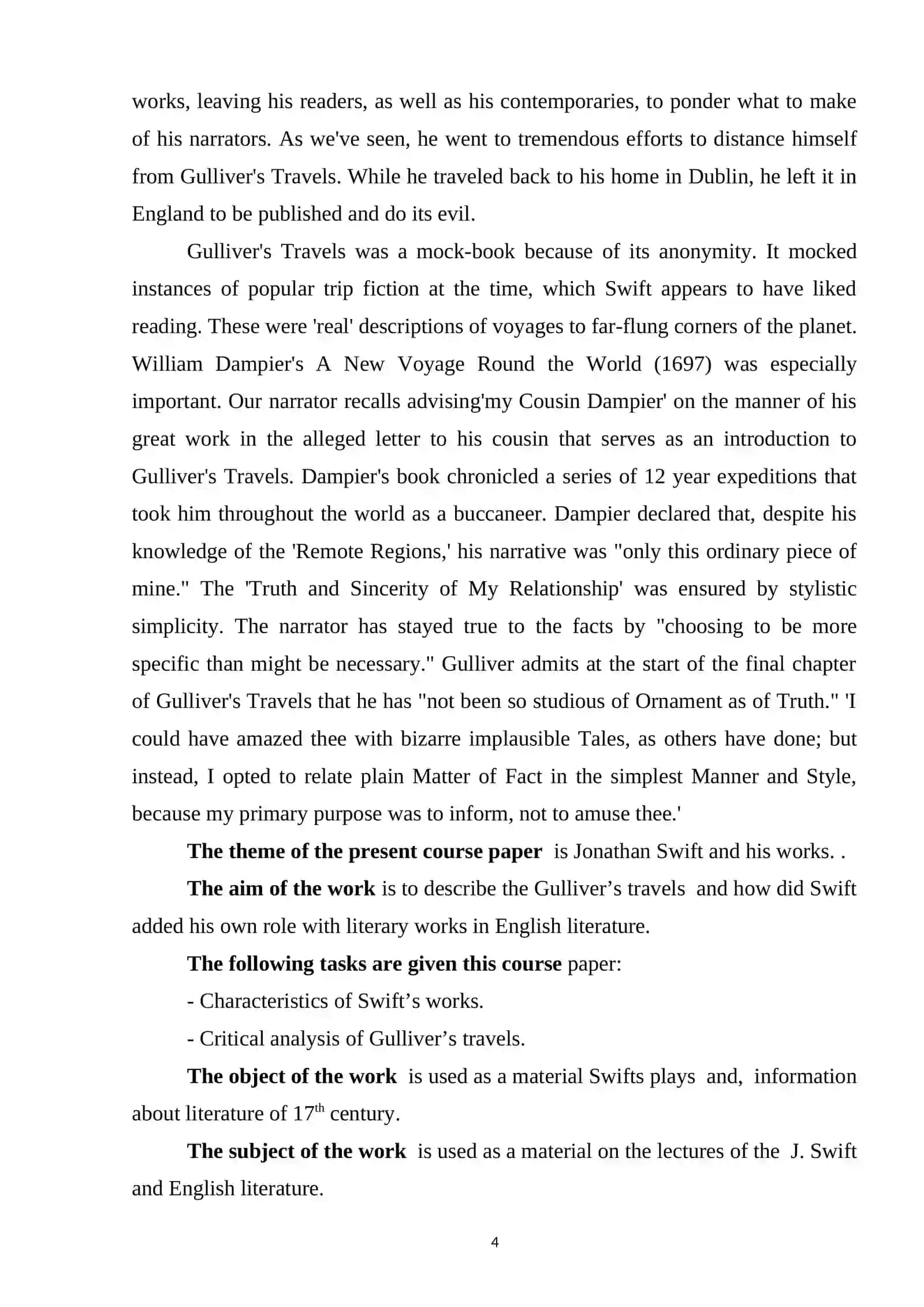 Theme: Jonathan Swift's and His Famous Works 4