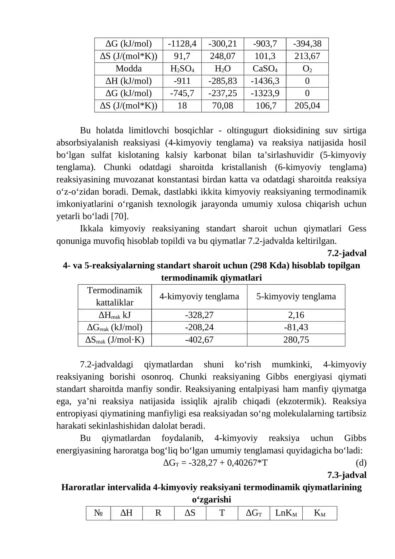 Oltingugurt gazlarini absorbsiyalashning termodinamik jihatlari 4