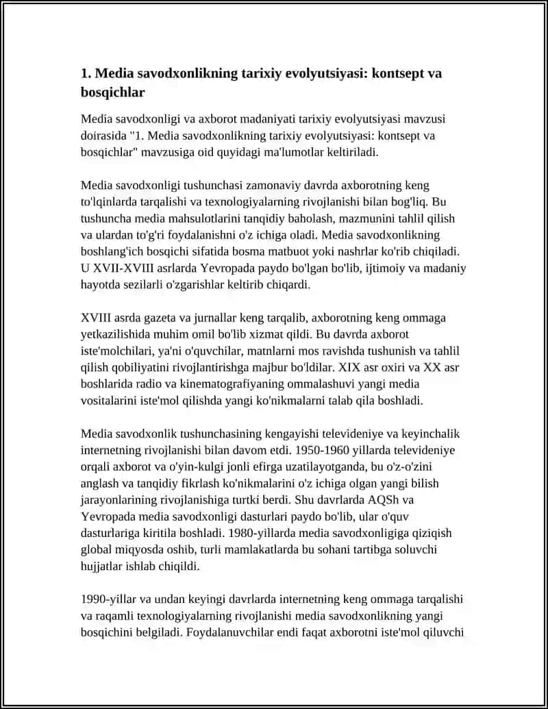 MEDIA SAVODXONLIK VA AXBOROT MADANIYATI TARIXIY EVOLYUTSIYASI 4