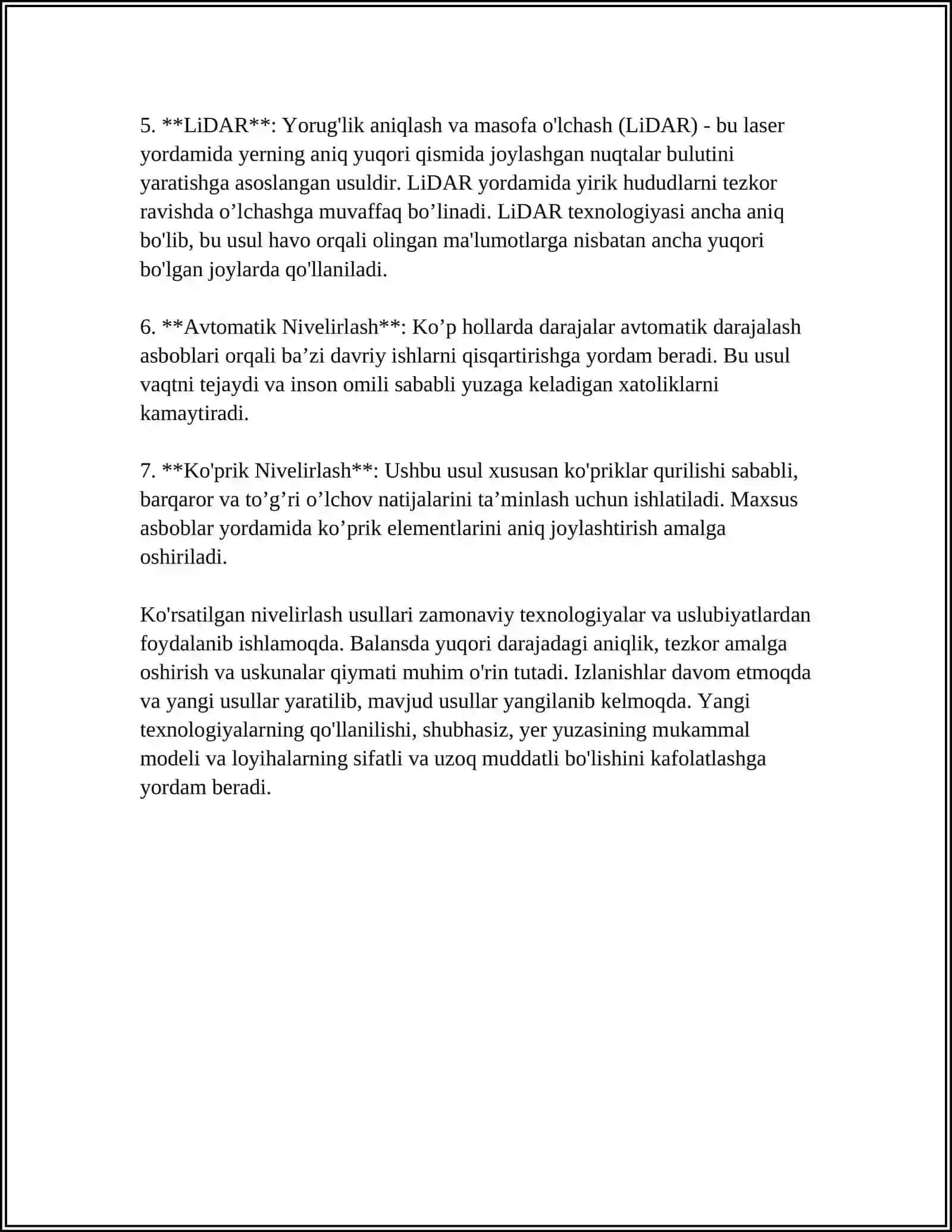 TRASSANI NIVELIRLASH, REPER VA MARKALARGA BOG'LASH 4