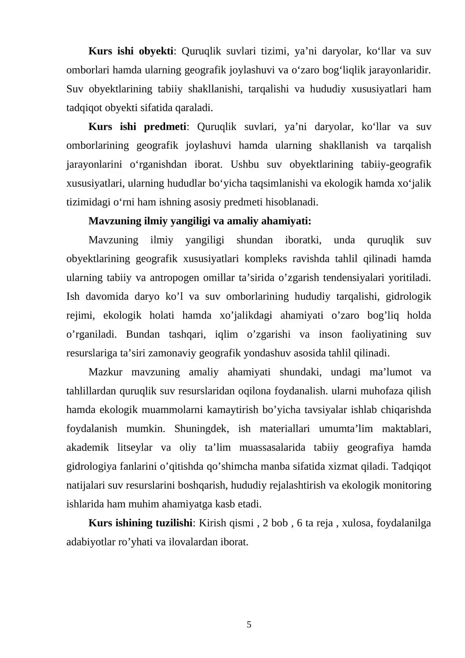 Quruqlik suvlari. daryo, ko‘l va suv omborlarining geografik o‘rganilishi 4