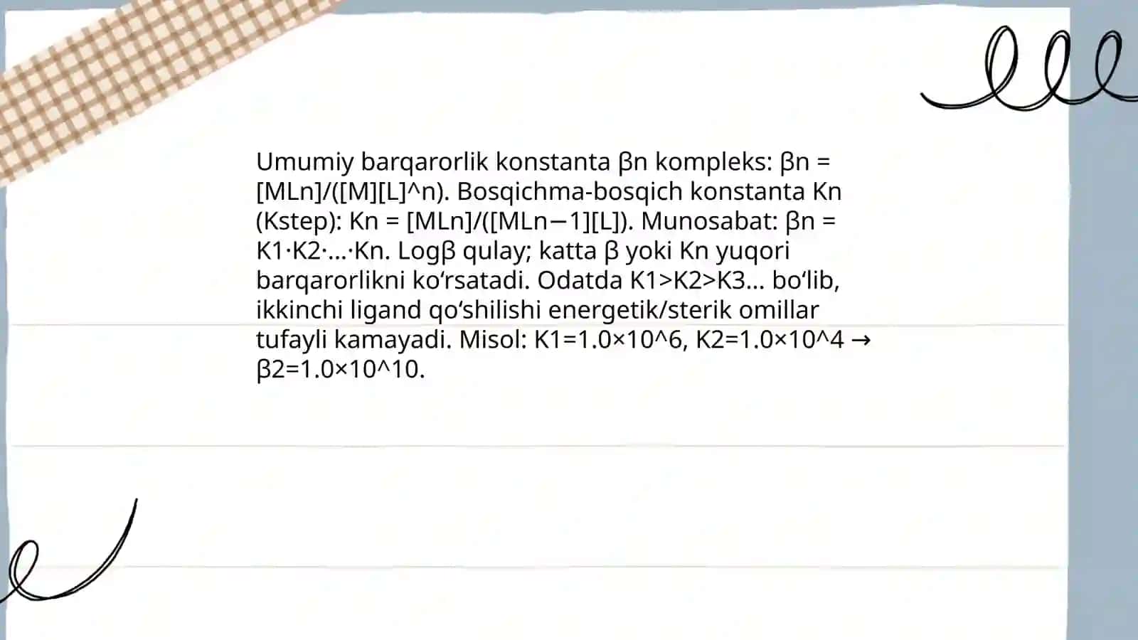 Kompleks birikmalarni dissotsiyanishi va kompleks ionlarning barqarorligini solishtirish 4