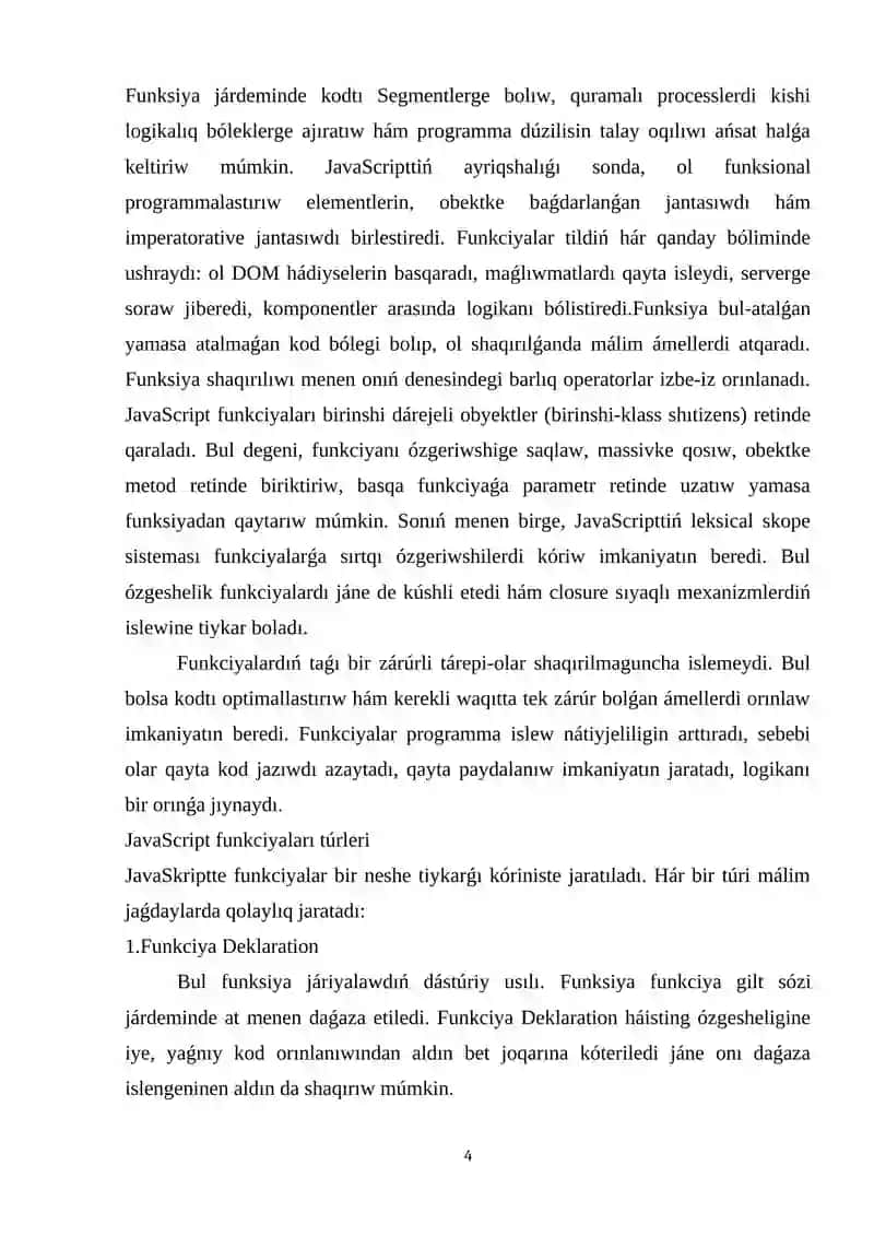 JavaScript funktsiyalar hám obyektleri 4